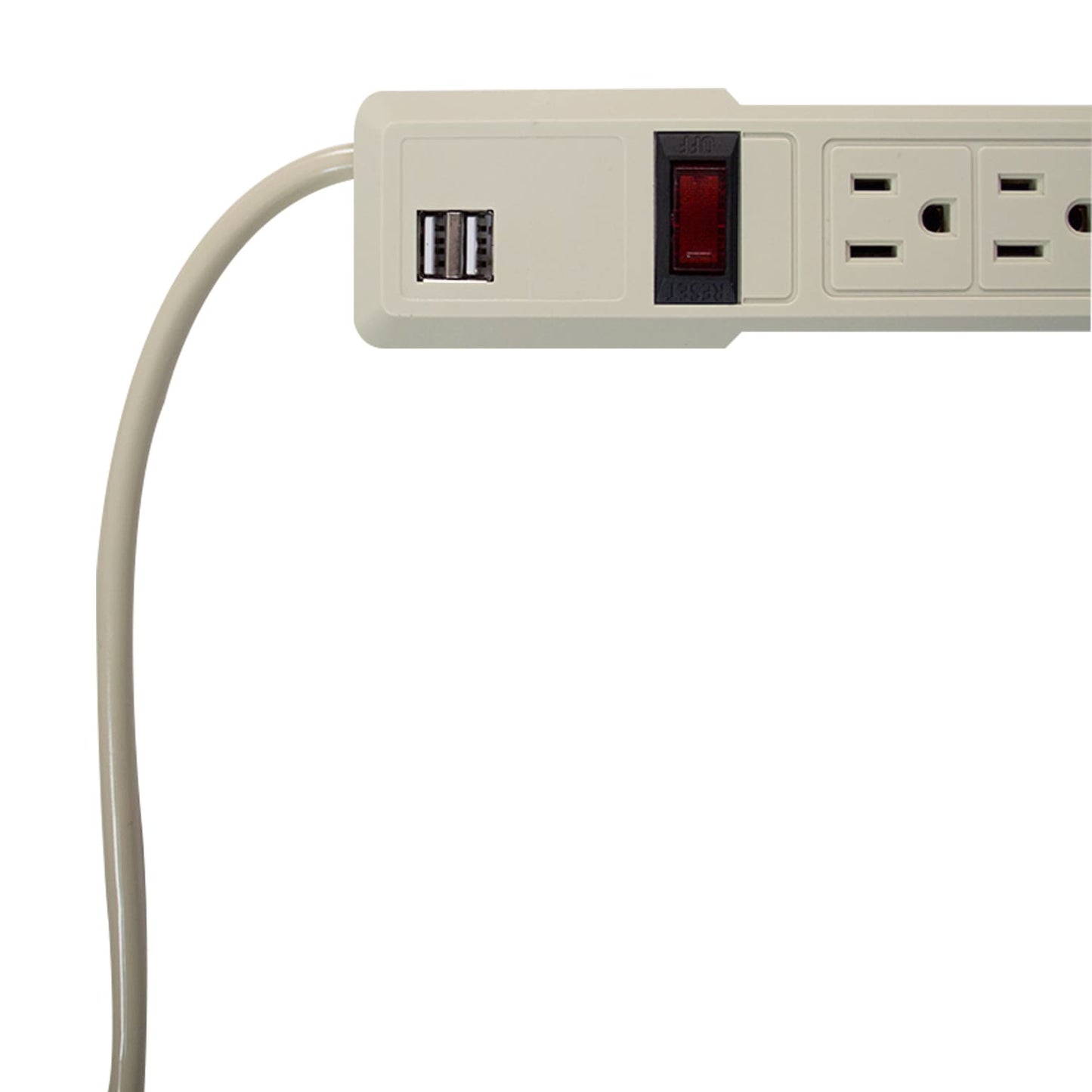 SBSS-550J6USB / Supresor de picos con 6 contactos + 2 USB de carga, 550J