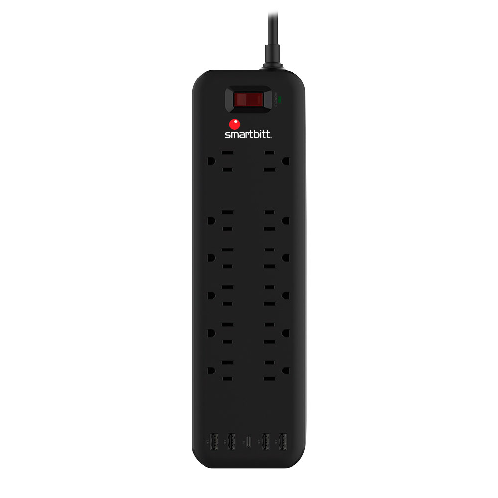 SBSS-B12-5U / Supresor de picos con 12 contactos + 4 USB + 1 Tipo C, 1625J