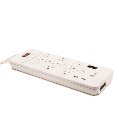 SBSS1350J-12 / Supresor de picos con 12 contactos + 2 USB de carga, 1350J