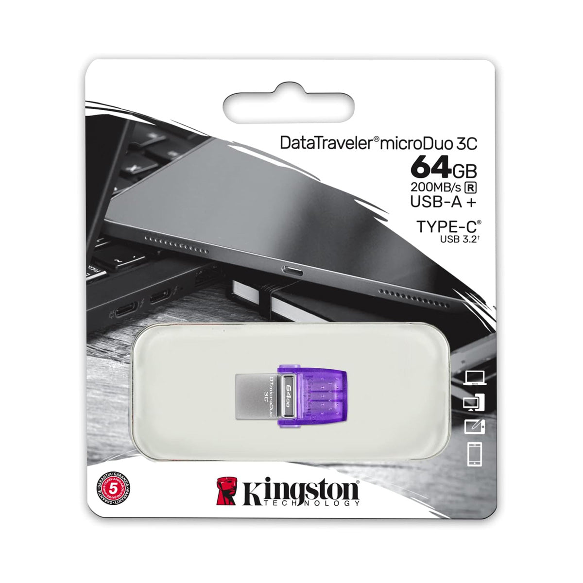 DTDUO3CG3-64GB / Data Traveler micro Dúo 3C Unidad flash de 64GB