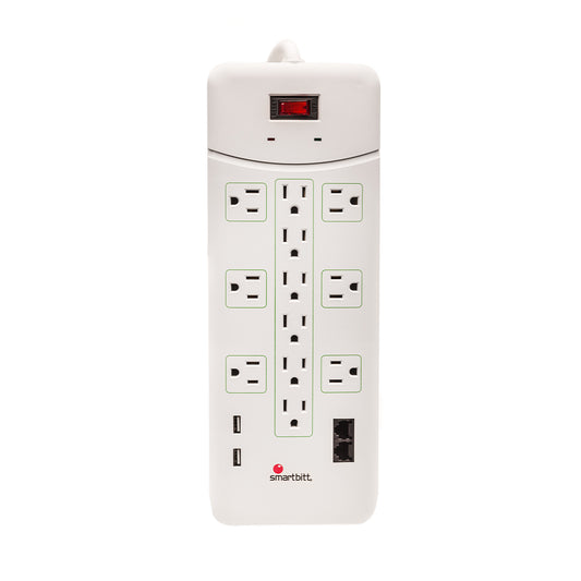 SBSS1350J-12 / Supresor de picos con 12 contactos + 2 USB de carga, 1350J
